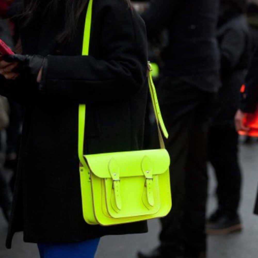 11 inch neon yellow cambridge satchel